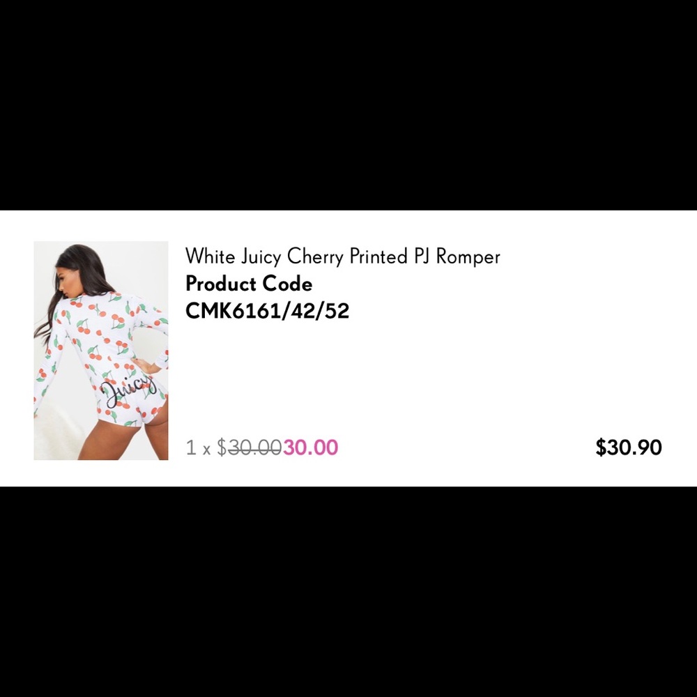 Pretty little thing pj romper size xs